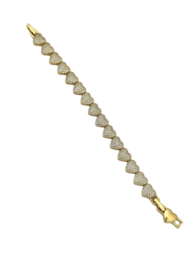 Özel Seri Zirkon Taşlı Kalp Sıralı Bileklik (19 Cm)
