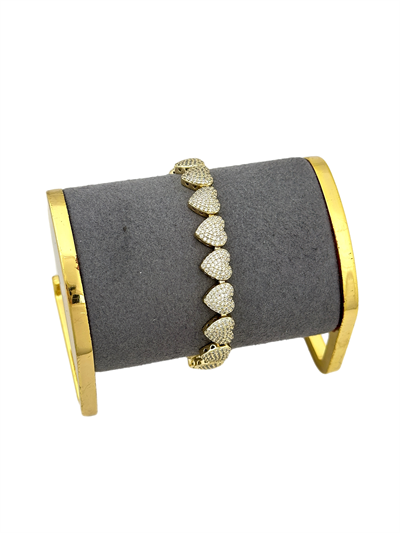 Özel Seri Zirkon Taşlı Kalp Sıralı Bileklik (19 Cm)