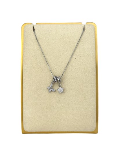 Özel Seri Zirkon Taşlı Kelebek Figür Charm Kolye ( 52 Cm )