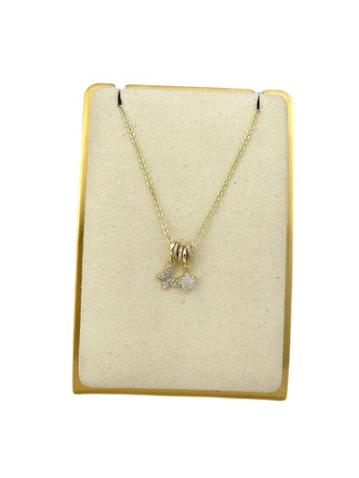 Özel Seri Zirkon Taşlı Kelebek Figür Charm Kolye ( 52 Cm )