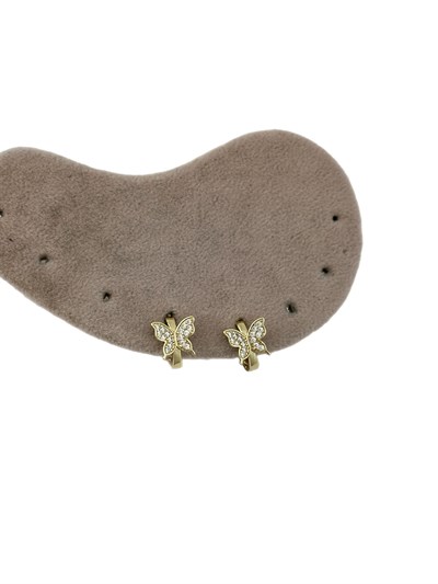 Özel Seri Zirkon Taşlı Kelebek Figür Halka Küpe ( İç Çap : 1 Cm )