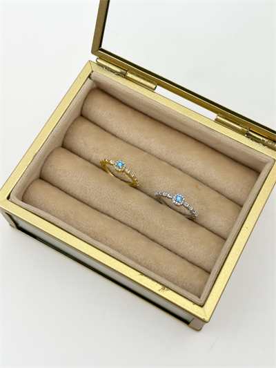 Özel Seri Zirkon Taşlı Mavi Taş Detay Serçe Ayarlanabilir Parmak Yüzük