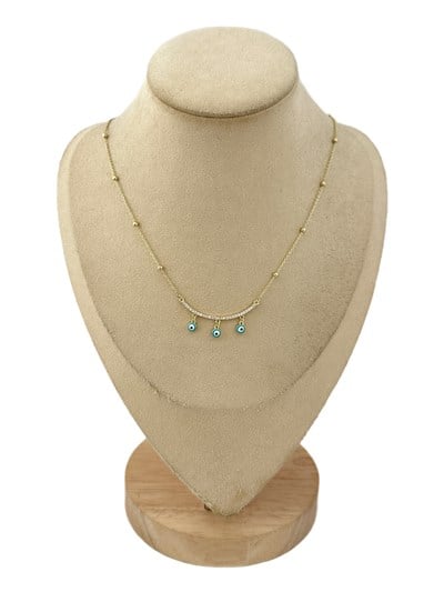 Özel Seri Zirkon Taşlı Mineli Nazar Sallantılı Tasarım Kolye ( 55 Cm )