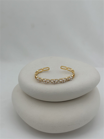 Özel Seri Zirkon Taşlı Mini İnci Çiçek Figür Detay Kelepçe Bileklik