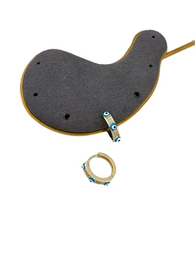 Özel Seri Zirkon Taşlı Nazar Detay Halka Küpe (İç Çap:1.3 Cm)
