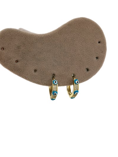 Özel Seri Zirkon Taşlı Nazar Detay Halka Küpe (İç Çap:1.3 Cm)