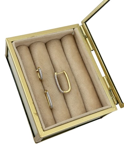 Özel Seri Zirkon Taşlı Oval Halka Üçlü Set Küpe