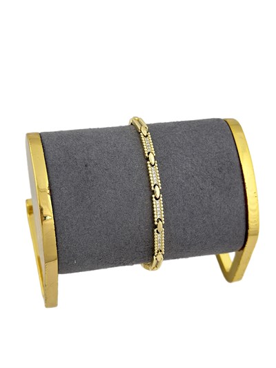 Özel Seri Zirkon Taşlı Oval Plaka Detay Bileklik ( 19 Cm )