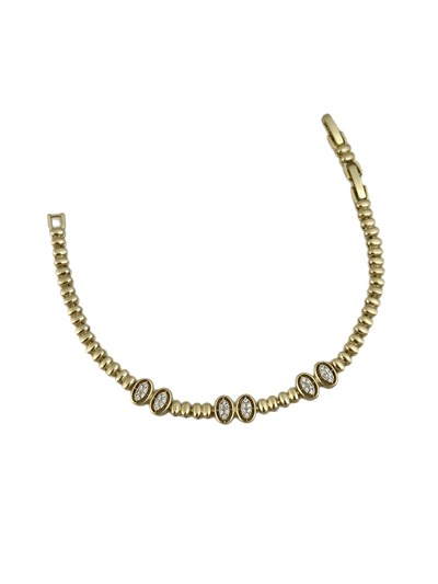 Özel Seri Zirkon Taşlı Oval Plaka Sıralı Bileklik ( 19 Cm )