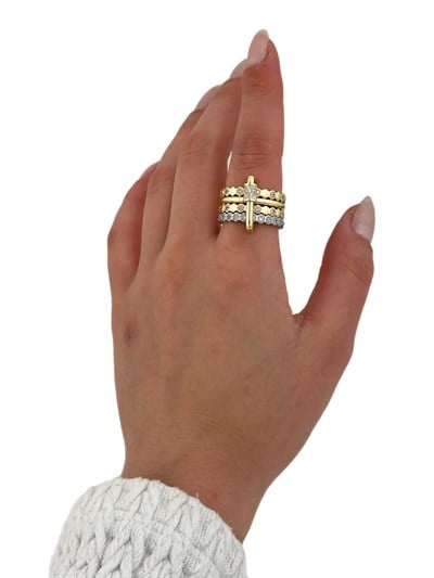 Özel Seri Zirkon Taşlı Petek Model Çoklu Yüzük ( M Beden Uyumlu)