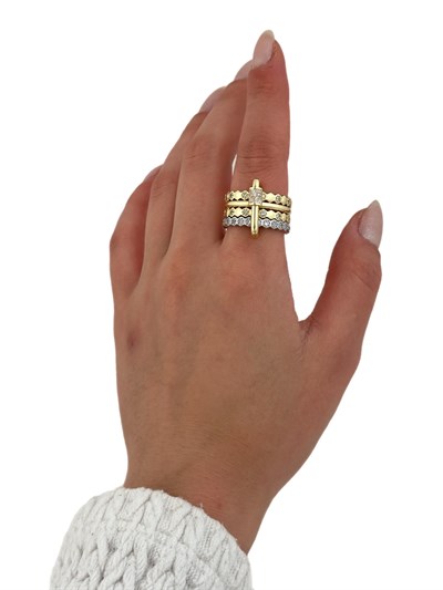 Özel Seri Zirkon Taşlı Petek Model Çoklu Yüzük ( M Beden Uyumlu)