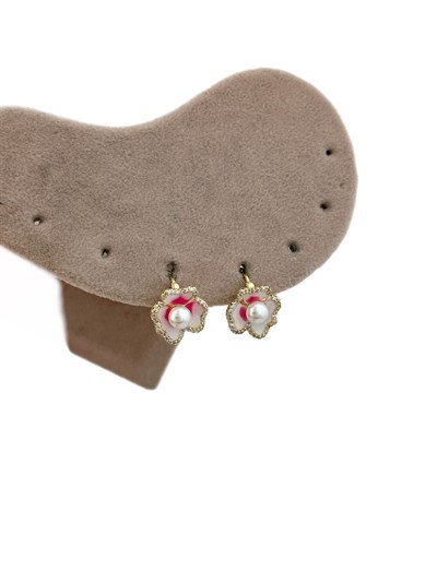 Özel Seri Zirkon Taşlı Renkli Mineli İnci Detay Çiçek Küpe