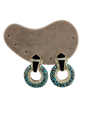 Özel Seri Zirkon Taşlı Renkli Mineli Tasarım Vintage Küpe