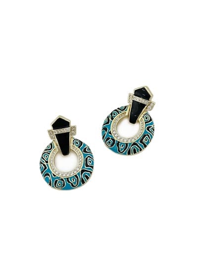 Özel Seri Zirkon Taşlı Renkli Mineli Tasarım Vintage Küpe