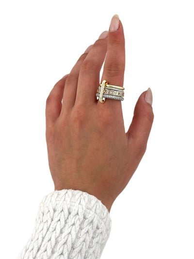 Özel Seri Zirkon Taşlı Tasarım Çoklu Yüzük ( L Beden Uyumlu )