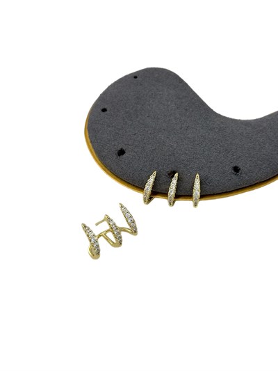 Özel Seri Zirkon Taşlı Üçlü Görünüm Çivi Model Tasarım Küpe