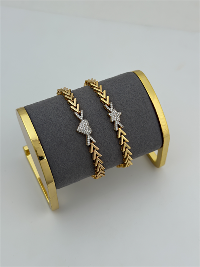 Özel Seri Zirkon Taşlı V Model Figür Bileklik ( 18 Cm ).