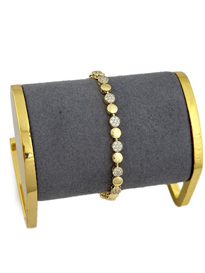 Özel Seri Zirkon Taşlı ve Daire Plaka Sıralı Bileklik ( 19 Cm )