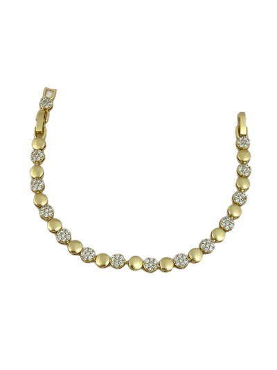 Özel Seri Zirkon Taşlı ve Daire Plaka Sıralı Bileklik ( 19 Cm )