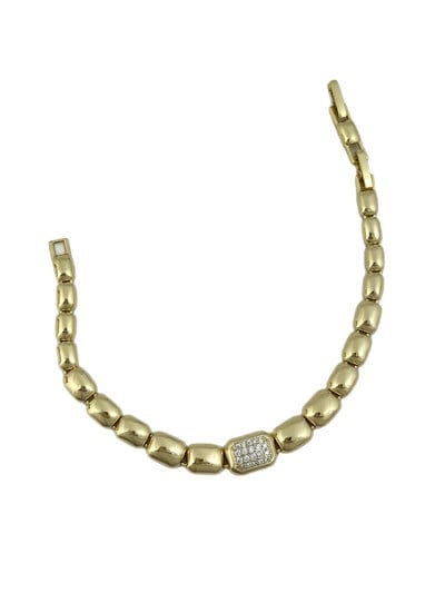 Özel Seri Zirkon Taşlı ve Dikdörtgen Plaka Sıralı Bileklik ( 19 Cm )