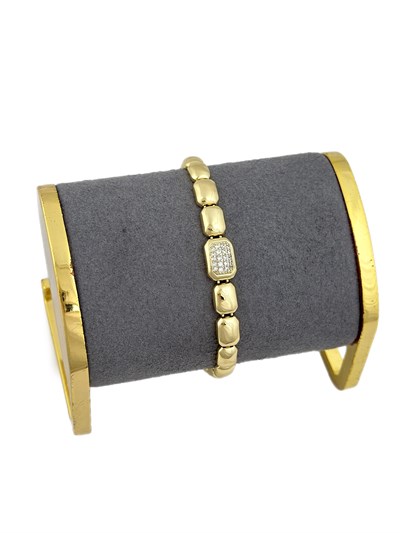 Özel Seri Zirkon Taşlı ve Dikdörtgen Plaka Sıralı Bileklik ( 19 Cm )