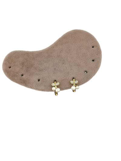 Özel Seri Zirkon Taşlı ve İncili Kiraz Figür Halka Küpe ( İç Çap : 1 Cm )