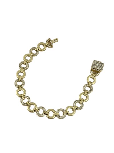 Özel Seri Zirkon Taşlı ve Plaka Daire Detay Zirkon Taş Kilit Kapama Tasarım Bileklik ( 20 Cm )