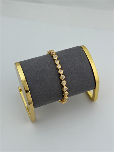 Özel Seri Zirkon Taşlı ve Plaka Sıralı Bileklik ( 19 Cm )