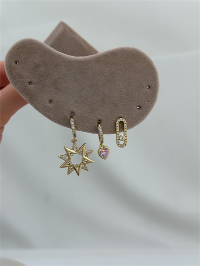 Özel Seri Zirkon Taşlı ve Plaka Yıldız Figür Set Küpe