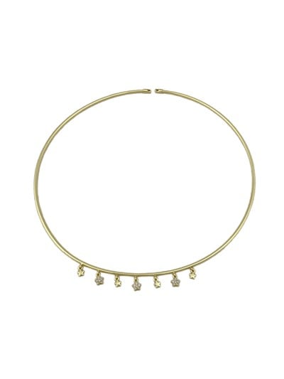 Özel Seri Zirkon Taşlı ve Plaka Yıldız Sallantılı Boru Plaka Choker Kolye