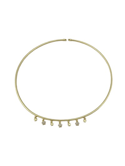 Özel Seri Zirkon Taşlı ve Plaka Yıldız Sallantılı Boru Plaka Choker Kolye