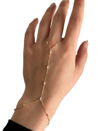 Özel Seri Zirkon Taşlı ve Topçuk Detay Zincir Şahmeran