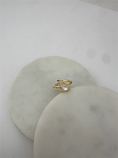 Özel Seri Zirkon Taşlı Yaprak Figür Detay Ayarlanabilir Yüzük