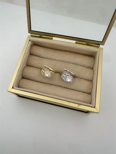 Özel Seri Zirkon Taşlı Yaprak Figür Detay Ayarlanabilir Yüzük