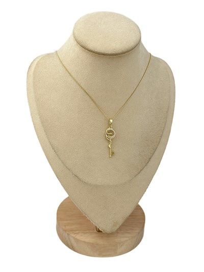 Özel Seri Zirkon Taşlı Yılan Detay Anahtar Kolye ( 45 Cm )