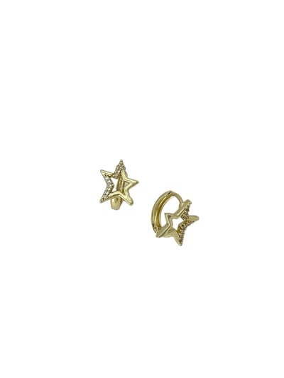 Özel Seri Zirkon Taşlı Yıldız Halka Küpe ( İç Çap : 1 Cm )