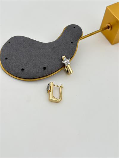 Özel Seri Zirkon Taşlı Yıldız Model Kare Halka Küpe