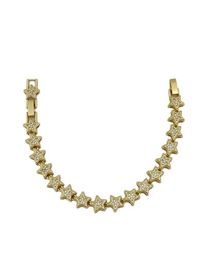 Özel Seri Zirkon Taşlı Yıldız Sıralı Bileklik ( 20 Cm )