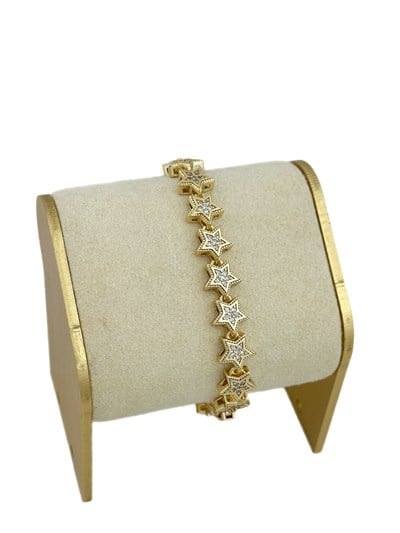 Özel Seri Zirkon Taşlı Yıldız Sıralı Bileklik ( 20 Cm )