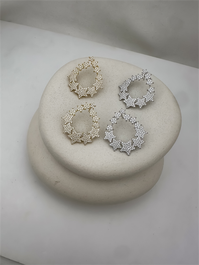 Özel Seri Zirkon Taşlı Yıldız Sıralı Daire Model Küpe