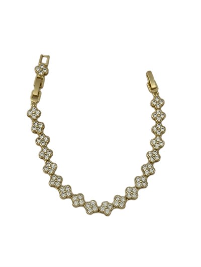 Özel Seri Zirkon Taşlı Yonca Figür Sıralı Bileklik (20 Cm)