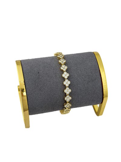 Özel Seri Zirkon Taşlı Yonca Figür Sıralı Bileklik (20 Cm)