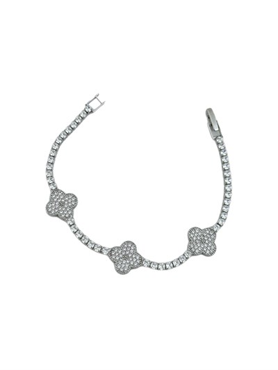 Özel Seri Zirkon Taşlı Yonca Figür Su Yolu Bileklik ( 18 Cm )