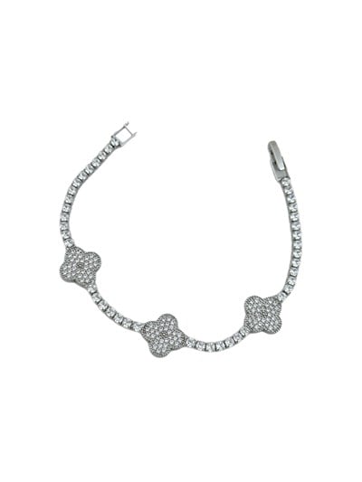 Özel Seri Zirkon Taşlı Yonca Figür Su Yolu Bileklik ( 18 Cm )