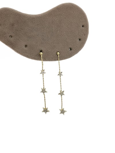 Özel Seri Zirkon Taşlı Zincir Sallantılı Tasarım Yıldız Küpe