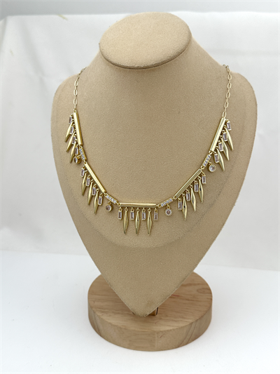 Özel Seri Zrikon Taşlı Plaka Sallantılı Tasarım Kolye ( 50 Cm )