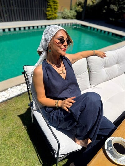 Papatya Model Uzun Model Dantel Üçgen Bandana & Fular