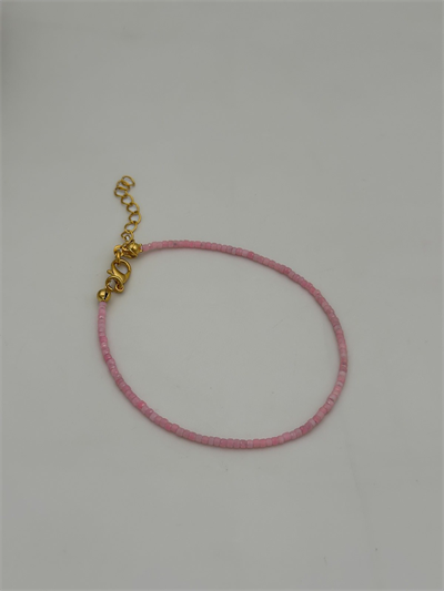 Pembe Afkan Boncuk Sıralı Halhal (27cm)