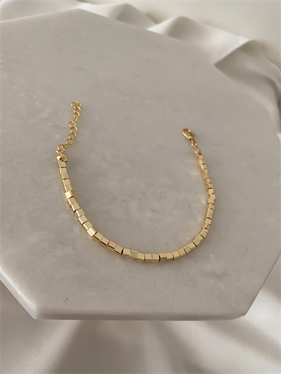 Pirinç Kaplama Küp Sıra Bileklik (21cm)