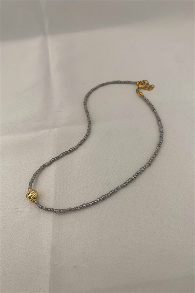 Pirinç Üzeri Rodyum Kaplama Gümüş Dorika Sıralı Lazer Kesim Topçuk Detay Kolye (44 Cm)